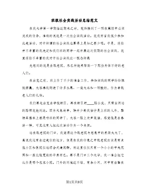 班级社会实践活动总结范文（4篇）