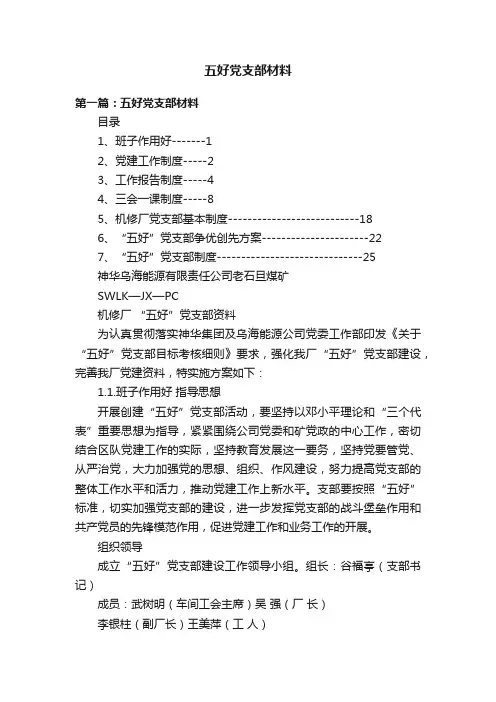 五好党支部材料