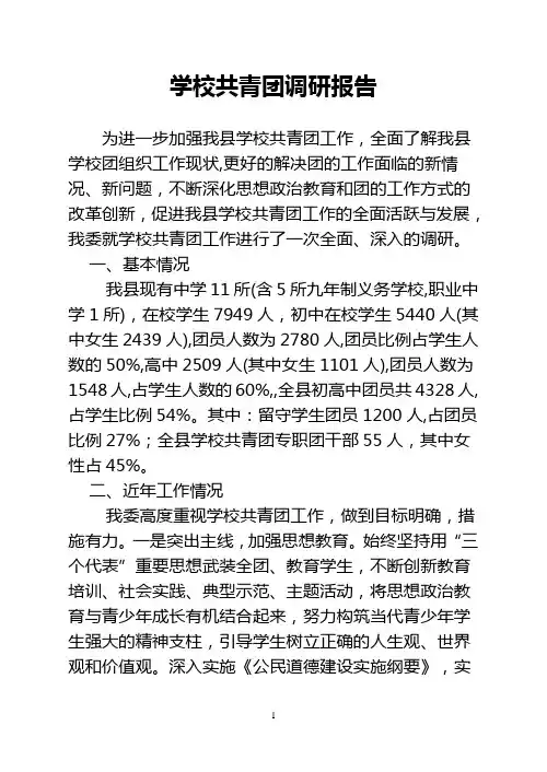 学校共青团调研报告