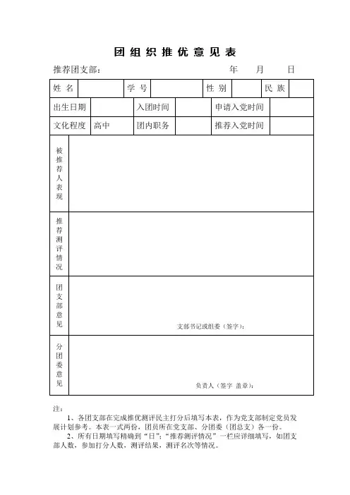 团组织(打印版)推优意见表