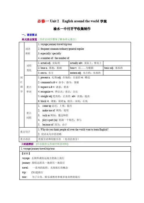 人教版新课标必修一 Unit 2  English around the world学案