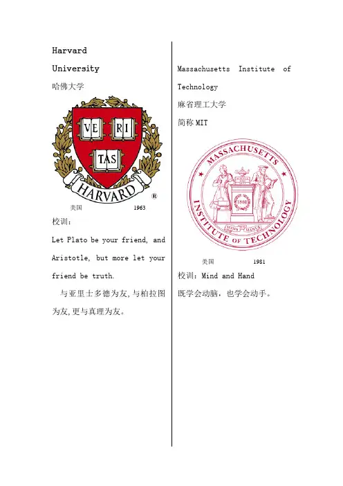 全球(世界)排名前20学校