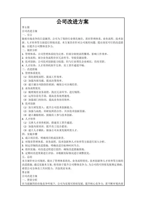 公司改进方案