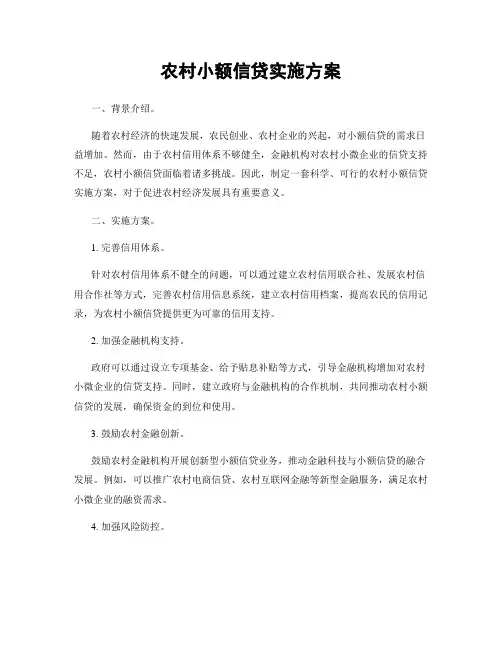 农村小额信贷实施方案