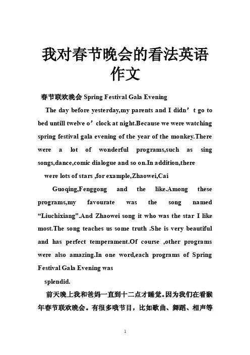 我对春节晚会的看法英语作文