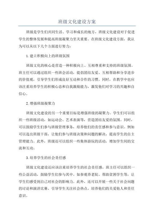 班级文化建设方案