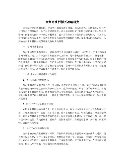宿州市乡村振兴战略研究