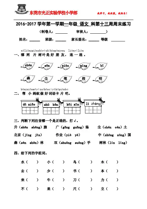一年级文上册第13周周末作业(1)(1)