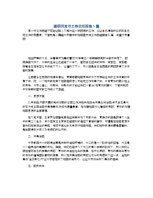 班级团支书工作总结报告5篇