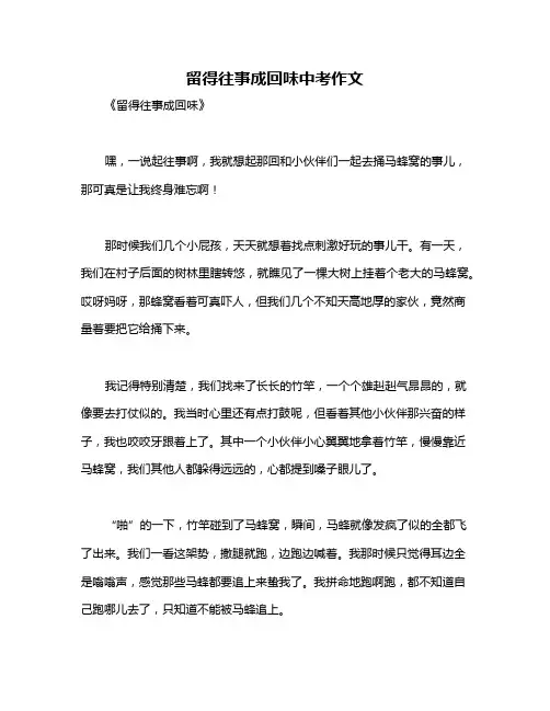 留得往事成回味中考作文