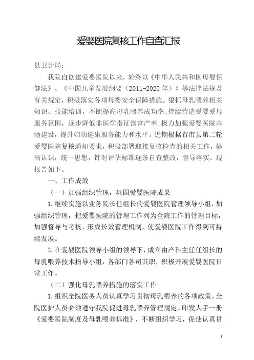爱婴医院复核工作自查汇报 (2)