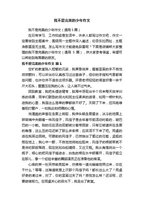 我不是完美的少年作文