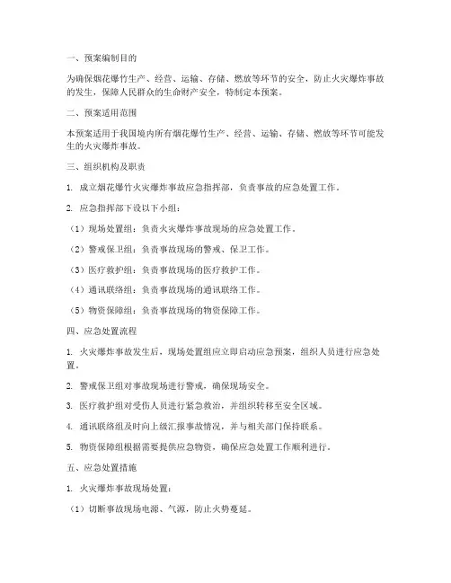 烟花爆竹火灾爆炸专项预案