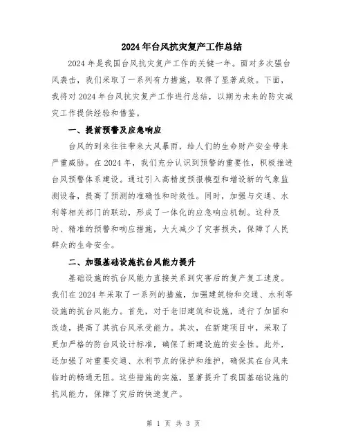 2024年台风抗灾复产工作总结