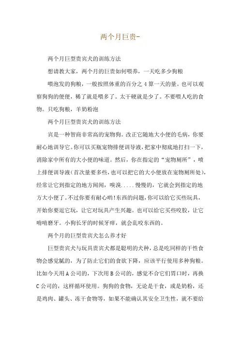 两个月巨贵--两个月巨型贵宾犬的训练方法