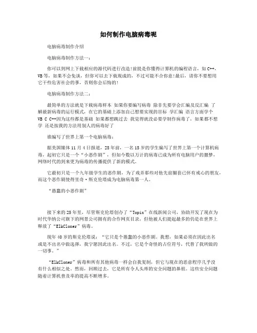 如何制作电脑病毒呢