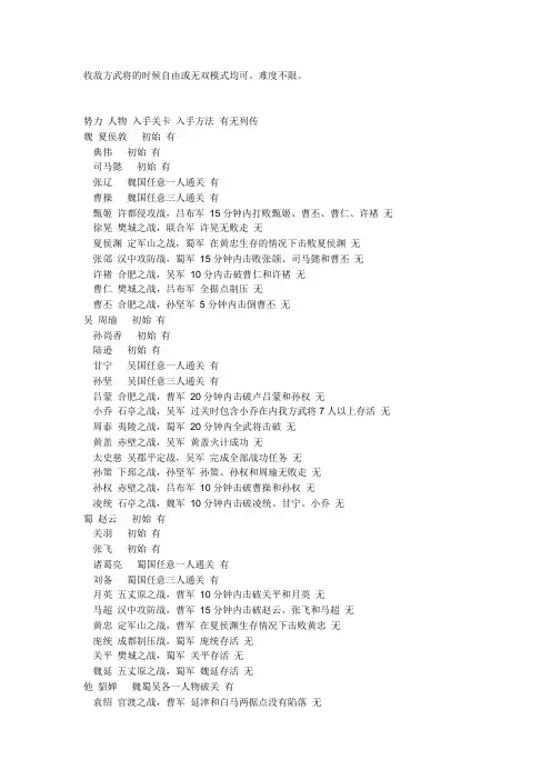 三国无双5人物获得方式