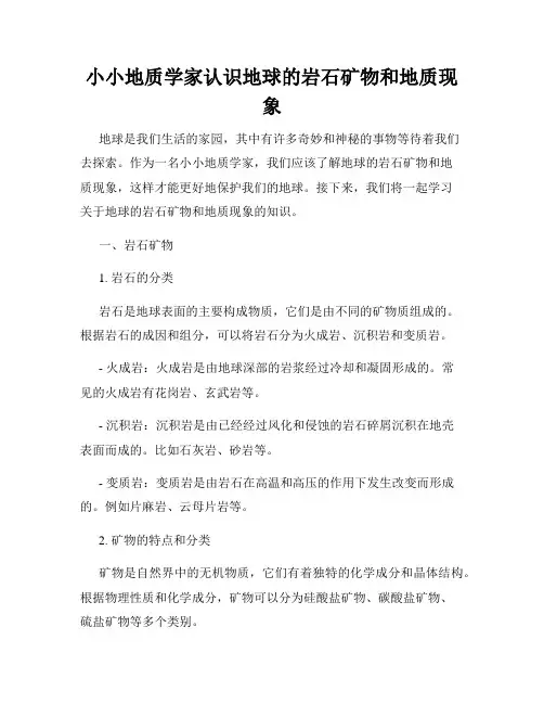 小小地质学家认识地球的岩石矿物和地质现象