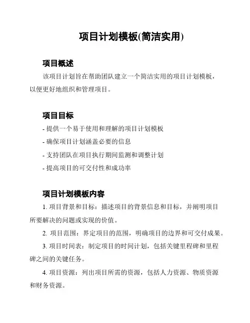 项目计划模板(简洁实用)