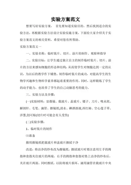  实验方案范文