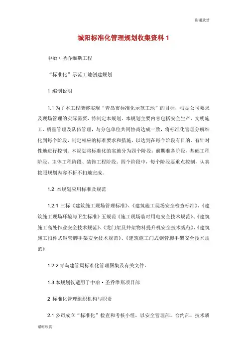 城阳标准化管理规划收集资料.doc