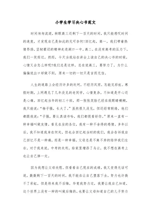 小学生学习决心书范文（六篇）