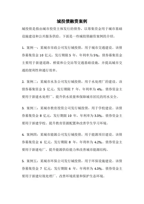 城投债融资案例