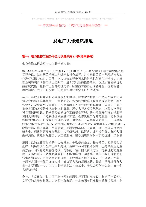 2018-发电厂大修通讯报道word版本 (10页)