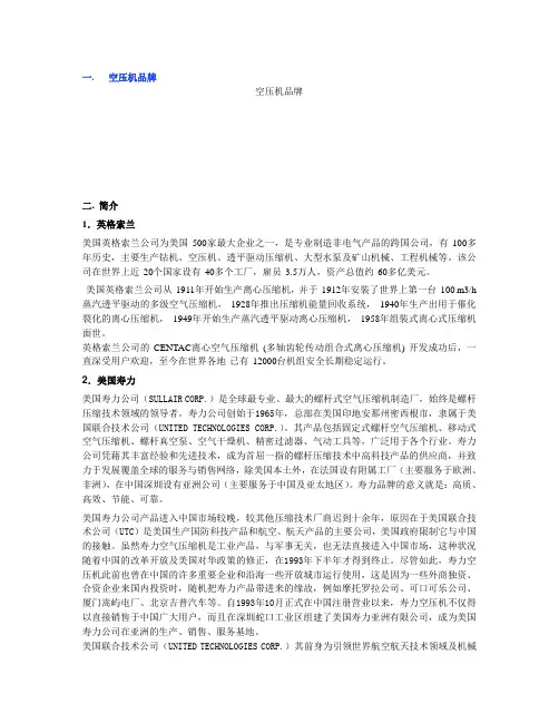 外国著名空压机品牌