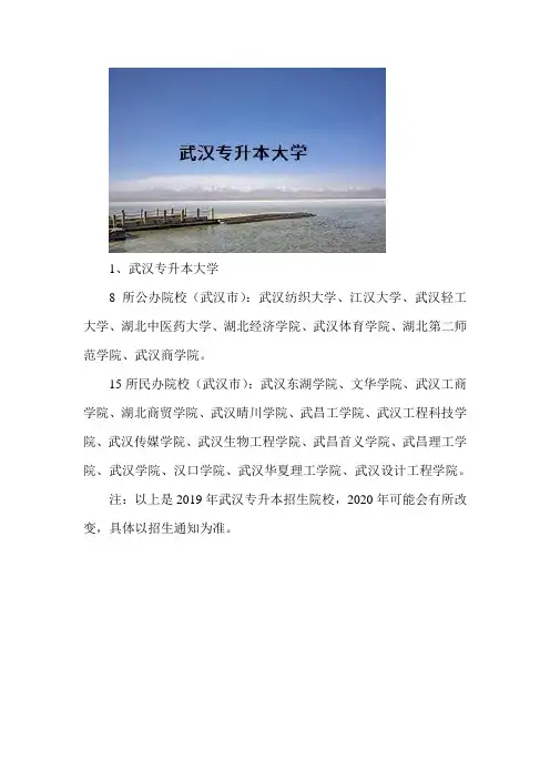 武汉专升本大学有哪些