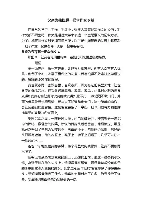 父亲为我撑起一把伞作文5篇