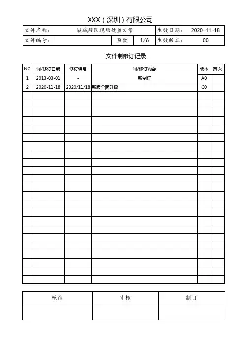 化工企业液碱罐区现场处置方案