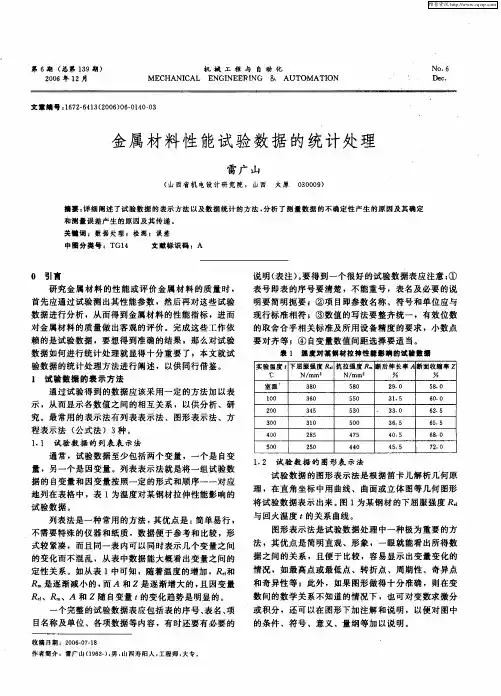 金属材料性能试验数据的统计处理