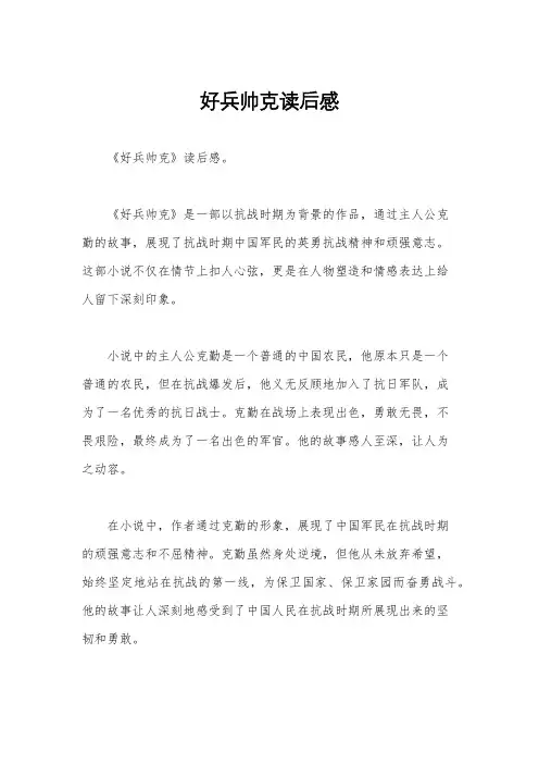好兵帅克读后感