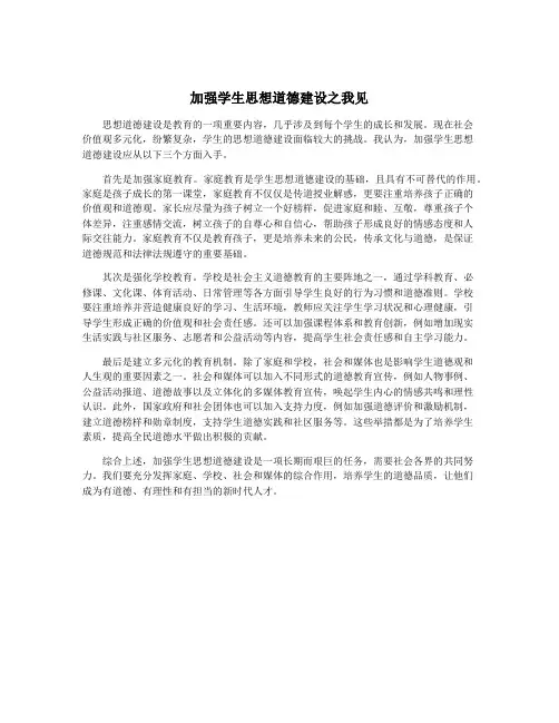 加强学生思想道德建设之我见