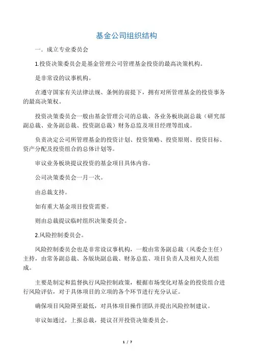 基金公司组织结构