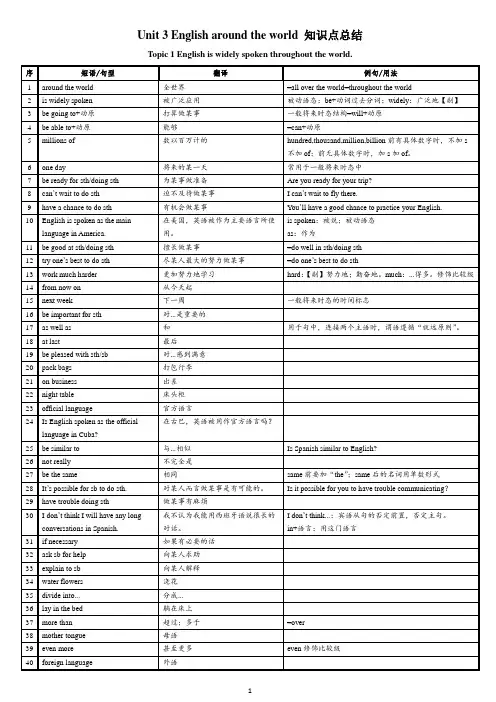 仁爱版英语九年级上册Unit 3 Topic 1知识点总结