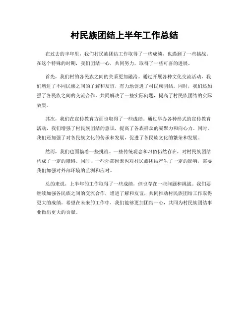 村民族团结上半年工作总结