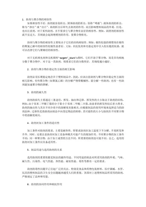 助剂的选择和应用中应注意的几个问题