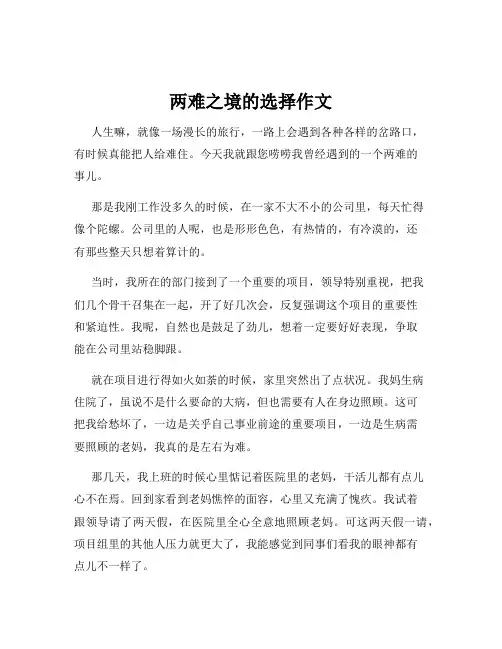 两难之境的选择作文