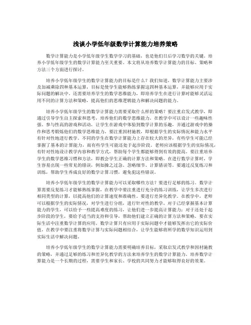 浅谈小学低年级数学计算能力培养策略