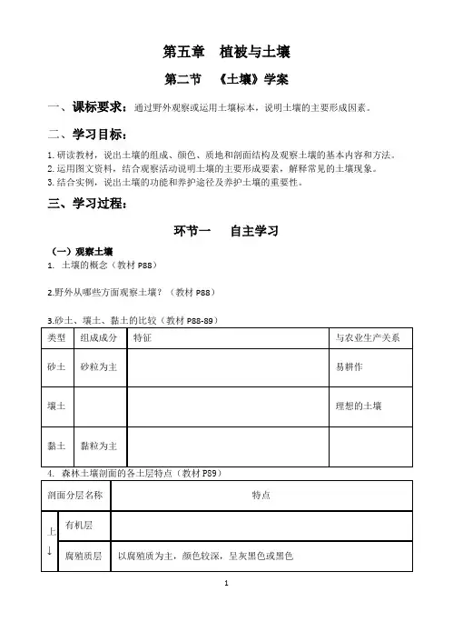 第五章    第二节   土壤 导学案-人教版(2019)高中地理必修一