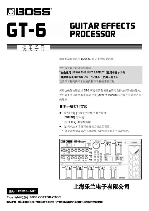 BOSS GT-6效果处理器中文说明书