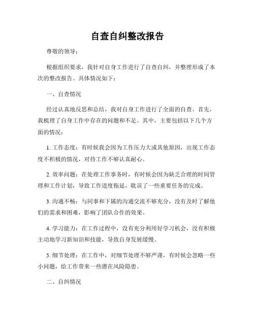 自查自纠整改报告