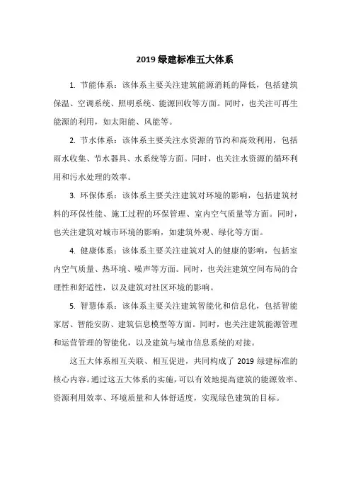 2019绿建标准五大体系