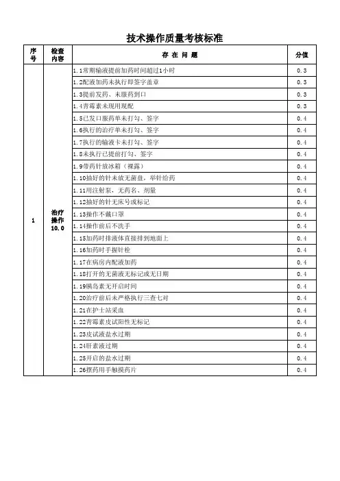 技术操作质量考核标准