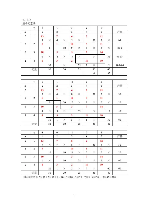管理运筹学(第四版)第四章习题答案