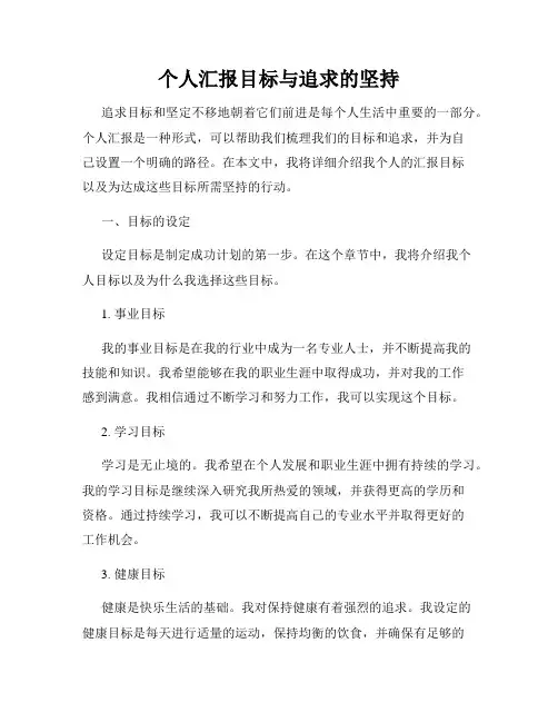 个人汇报目标与追求的坚持