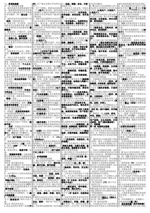 通信专业综合能力小条