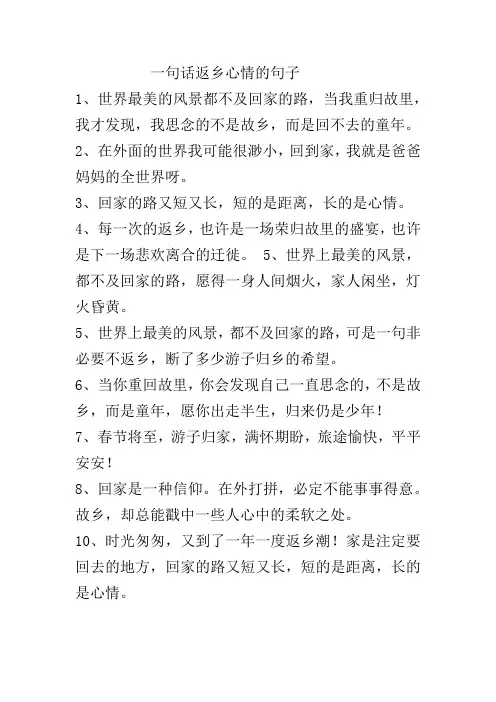 一句话返乡心情的句子